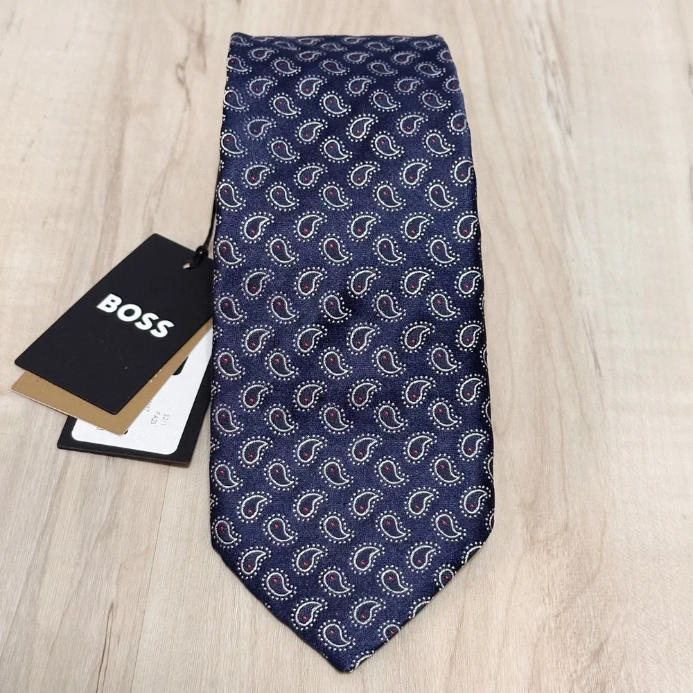 NWT BOSS Paisley‎ Print Silk Neck Tie